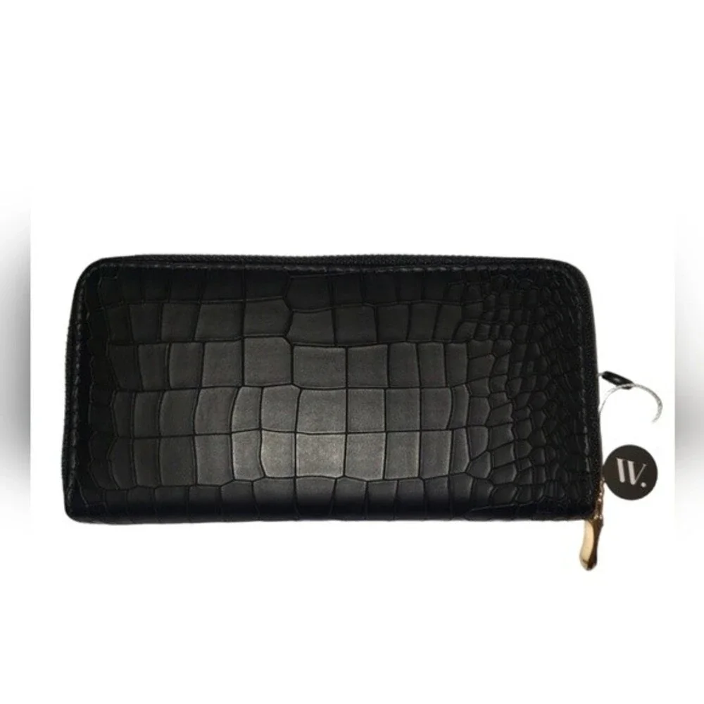 Alyssa Black Croc Print Wallet